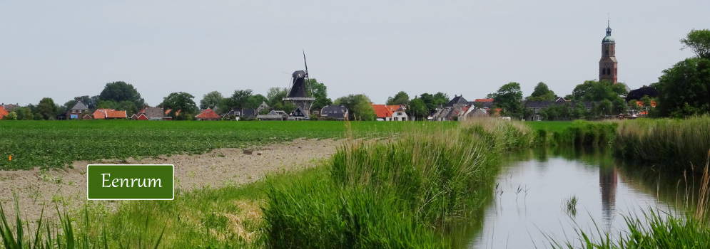 Kerk en molen van Eenrum op het Hogeland van Groningen