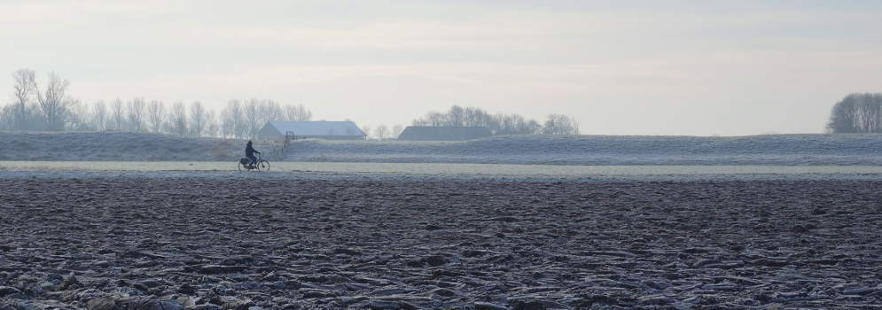 Fietsen in winters Noord Groningen